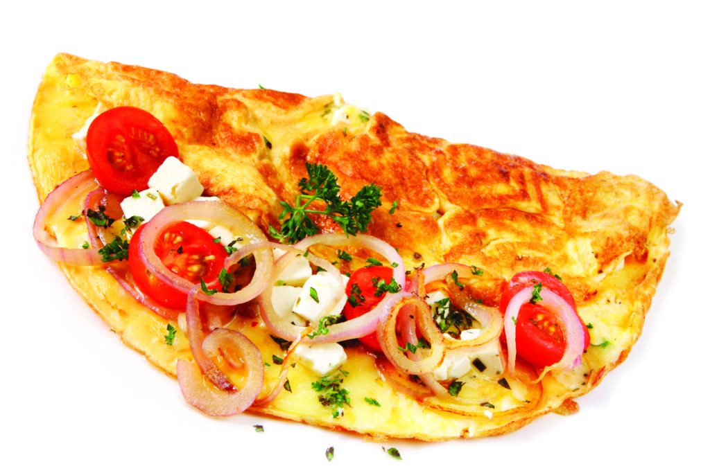 Tomato, spinach and feta omelet