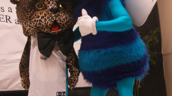 R.J. Vial and Hornets mascots
