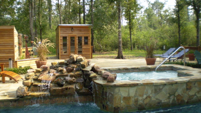 A hot tub, pool, sauna and steam room