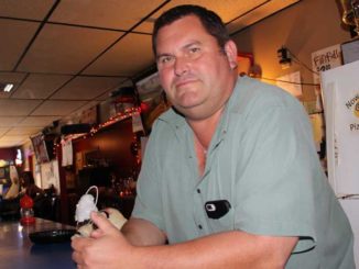 Bruce Pitre in his bar, Fat Boys Retreat, in Luling.